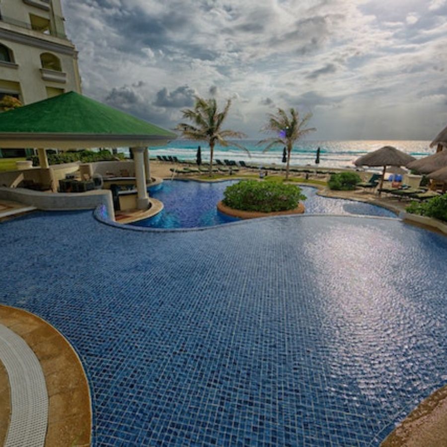 a large pool in a home