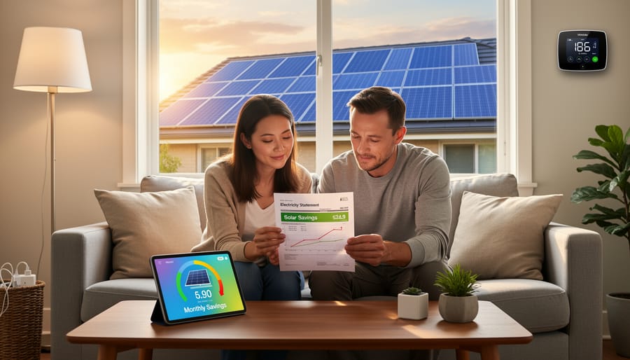 Homeowner holding an electricity bill near a window with soft daylight
